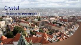  Presentation with croatia zagreb - Presentation design having aerial view of zagreb background and a sky blue colored foreground