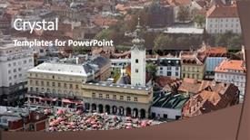  Presentation with croatia zagreb - Cool new PPT theme with aerial view of zagreb backdrop and a gray colored foreground