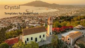  Presentation with city church - Slide set enhanced with aerial-view-of-zakynthos-city background and a yellow colored foreground