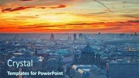  Presentation with night - Theme with aerial-view-on-berlin background and a ocean colored foreground