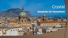  Presentation with church - PPT theme consisting of aerial-view-on-duomo background and a teal colored foreground
