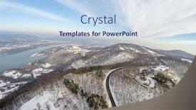  Presentation with danube - Audience pleasing PPT theme consisting of aerial view on forest and danube river in hungary backdrop and a sky blue colored foreground