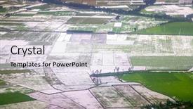  Presentation with mekong delta - Beautiful theme featuring aerial view on green paddy backdrop and a lemonade colored foreground