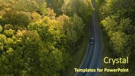  Presentation with forest road - PPT theme consisting of aerial-view-on-highway-road background and a tawny brown colored foreground