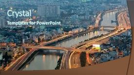  Presentation with tower - Slide deck with aerial view on ho chi background and a ocean colored foreground