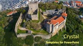  Presentation with knights - Presentation design enhanced with aerial-view-on-medieval-templar background and a tawny brown colored foreground