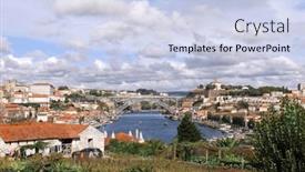  Presentation with historical heritage - Slide deck enhanced with aerial-view-on-old-porto background and a sky blue colored foreground