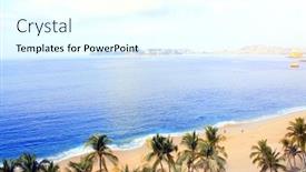  Presentation with ocean waves - PPT theme featuring aerial-view-on-palms-ocean background and a cool aqua colored foreground