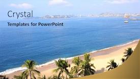 Presentation with ocean waves - Amazing theme having aerial-view-on-palms-ocean backdrop and a light blue colored foreground