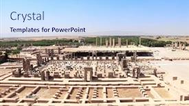  Presentation with world heritage - Presentation theme consisting of aerial-view-on-ruins background and a sky blue colored foreground