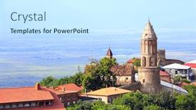  Presentation with kakheti - Slide set featuring city easternmost region of kakheti background and a cool aqua colored foreground