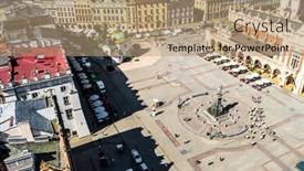  Presentation with square - Cool new theme with aerial-view-on-the-central backdrop and a coral colored foreground