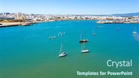  Presentation with algarve - Slides featuring aerial-view-on-the-city background and a ocean colored foreground