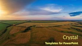 Presentation with agricultural - Colorful presentation enhanced with aerial-view-on-the-field backdrop and a tawny brown colored foreground