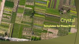 Presentation with vegetable garden - Colorful presentation design enhanced with aerial-view-on-the-garden backdrop and a tawny brown colored foreground