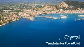  Presentation with zakynthos - Presentation design with aerial-view-on-the-island background and a dark gray colored foreground