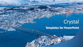  Presentation with norway - PPT layouts having aerial-view-on-tromso-norway background and a teal colored foreground