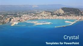  Presentation with zakynthos - Slide deck featuring aerial view on zakynthos greece background and a ocean colored foreground