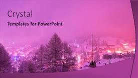  Presentation with switzerland - Presentation theme with aerial view on zermatt valley and matterhorn peak at dusk with fresh snow in switzerland background and a lilac colored foreground