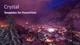  Presentation with switzerland - Slides having aerial view on zermatt valley and matterhorn peak at dusk with fresh snow in switzerland background and a violet colored foreground