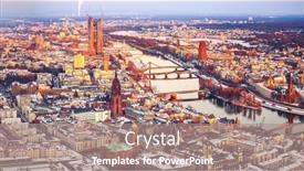  Presentation with aerial - Audience pleasing presentation design consisting of aerial-view-over-frankfurt backdrop and a coral colored foreground