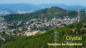  Presentation with aerial - Colorful PPT theme enhanced with aerial-view-over-the-ciutat backdrop and a tawny brown colored foreground