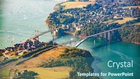  Presentation with bridges - Cool new slide deck with aerial-view-over-the-rance backdrop and a ocean colored foreground