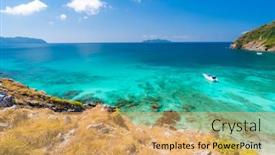  Presentation with sand ocean - Colorful presentation design enhanced with aerial view point of tropical white sand beach and snorkel point at cockburn island andaman sea indian ocean myanmar and thailand selective focus at foreground backdrop and a yellow colored foreground