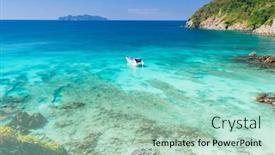  Presentation with white sand - Beautiful PPT layouts featuring aerial-view-point-of-tropical backdrop and a mint green colored foreground