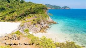  Presentation with sand ocean - PPT theme having aerial view point of tropical white sand beach and snorkel point at cockburn island andaman sea indian ocean myanmar and thailand background and a yellow colored foreground