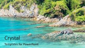  Presentation with sand ocean - Audience pleasing presentation design consisting of aerial view point of tropical backdrop and a seafoam green colored foreground