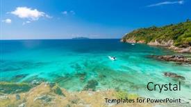  Presentation with sand ocean - Slide set with aerial view point of tropical background and a seafoam green colored foreground