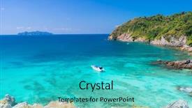  Presentation with sand ocean - Beautiful presentation featuring aerial view point of tropical backdrop and a cyan colored foreground