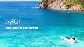  Presentation with point of view - Presentation theme consisting of aerial view point of tropical background and a teal colored foreground