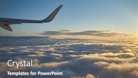  Presentation with aircraft - PPT theme enhanced with aerial-view-seen-over-clouds background and a dark gray colored foreground