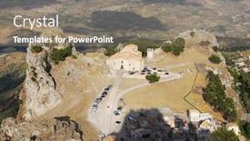  Presentation with stone age - Amazing PPT theme having aerial-view-stone-cathedral backdrop and a gray colored foreground