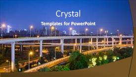  Presentation with shanghai - Slide set with aerial view the overpass at night shanghai china background and a cobalt blue colored foreground