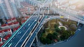  Presentation with shanghai - Presentation theme featuring aerial view the overpass at night shanghai china background and a light blue colored foreground