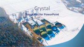  Presentation with biogas - Amazing PPT theme having aerial-view-to-biogas-plant backdrop and a sky blue colored foreground