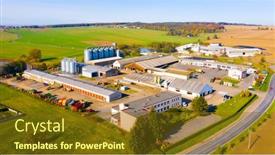  Presentation with cattle - Beautiful presentation theme featuring aerial-view-to-cattle-farm backdrop and a tawny brown colored foreground
