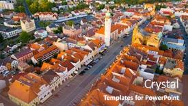  Presentation with czech republic - Slide deck featuring aerial-view-to-historic-center background and a tawny brown colored foreground