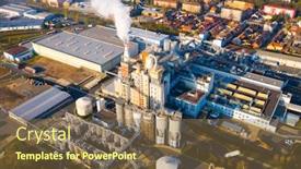  Presentation with co2 pollution - Cool new PPT layouts with aerial-view-to-industrial-area backdrop and a tawny brown colored foreground