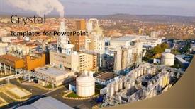  Presentation with co2 pollution - Amazing PPT theme having aerial-view-to-industrial-area backdrop and a coral colored foreground