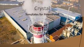  Presentation with co2 pollution - Slide set consisting of aerial-view-to-industrial-area background and a light gray colored foreground