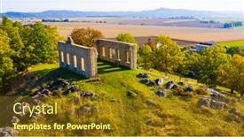  Presentation with czech republic - Beautiful PPT layouts featuring aerial-view-to-ruins backdrop and a tawny brown colored foreground