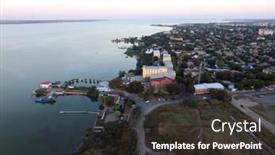  Presentation with black sea - Slides featuring aerial-view-to-sea-estuaries background and a dark gray colored foreground