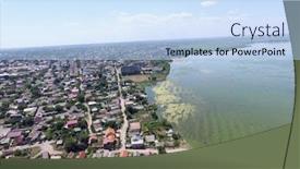  Presentation with black sea - Theme consisting of aerial-view-to-sea-estuaries background and a light blue colored foreground