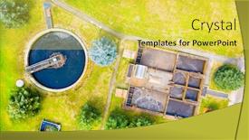  Presentation with water management - Colorful presentation design enhanced with aerial-view-to-sewage-treatment backdrop and a yellow colored foreground