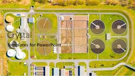 Presentation with waste water - Audience pleasing presentation design consisting of aerial-view-to-sewage-treatment backdrop and a yellow colored foreground