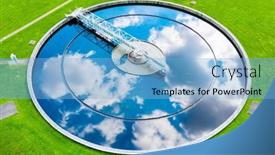  Presentation with waste water - Presentation theme with aerial-view-to-sewage-treatment background and a light blue colored foreground